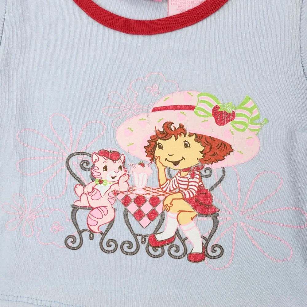 Strawberry Shortcake Graphic‎ Tee Kids 2T Blue Ringer Cap Y2K Picnic 2006